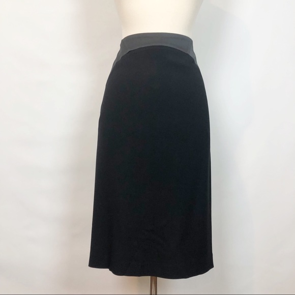REISS Black Satin Pencil Skirt Exposed Zipper 4 - Picture 2 of 8